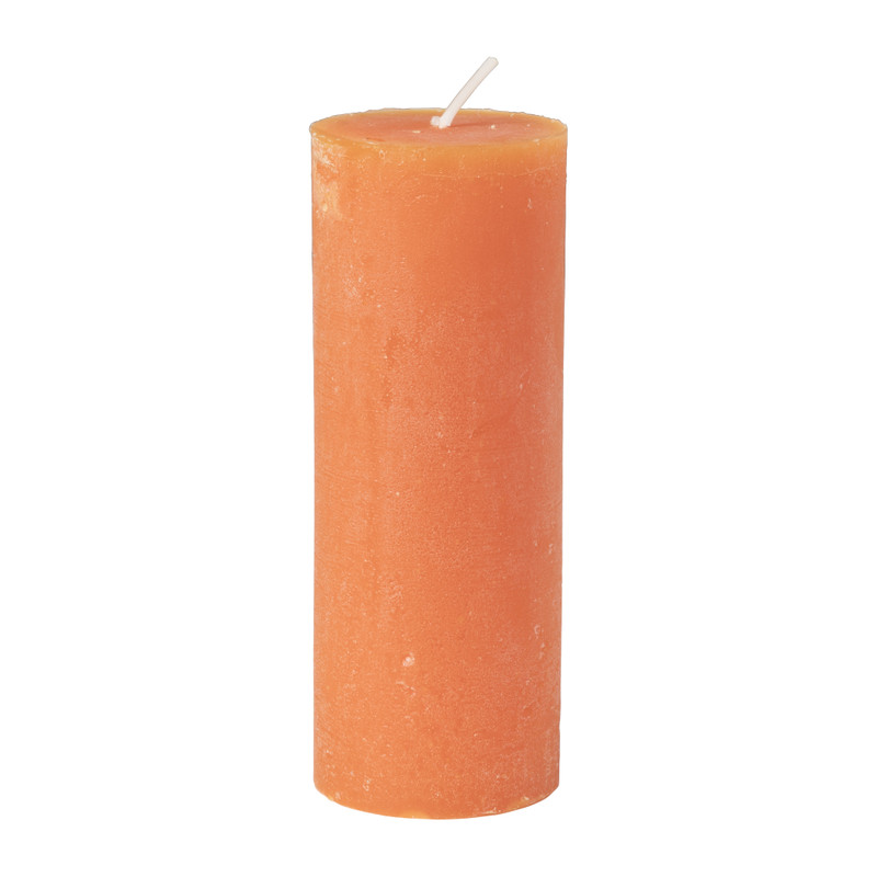 Kaars rustiek - oranje - ø7x18 cm
