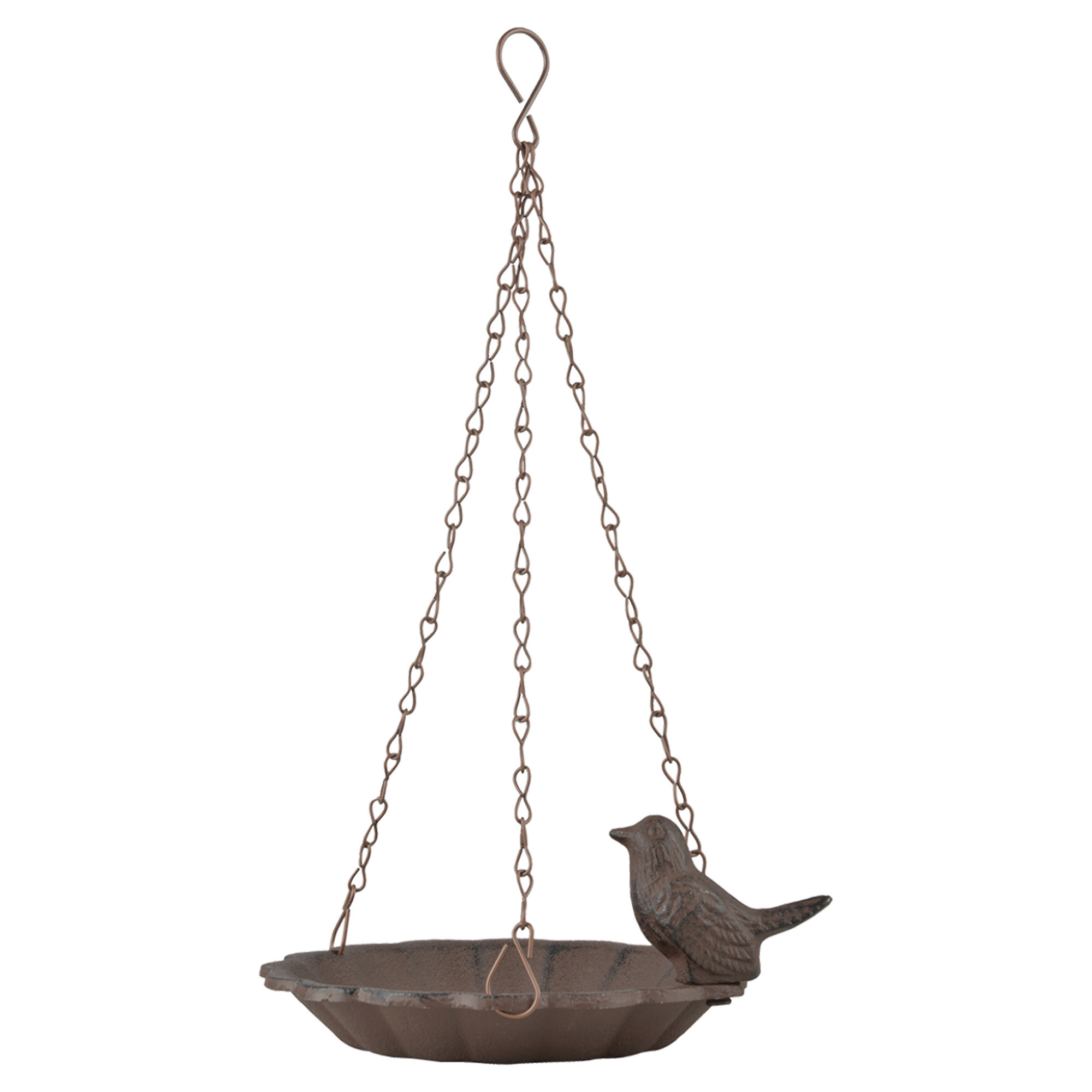 Vogelbad/voederschaal - bruin - gietijzer - D16 x H7,5 cm - drinkschaal voor tuinvogels -