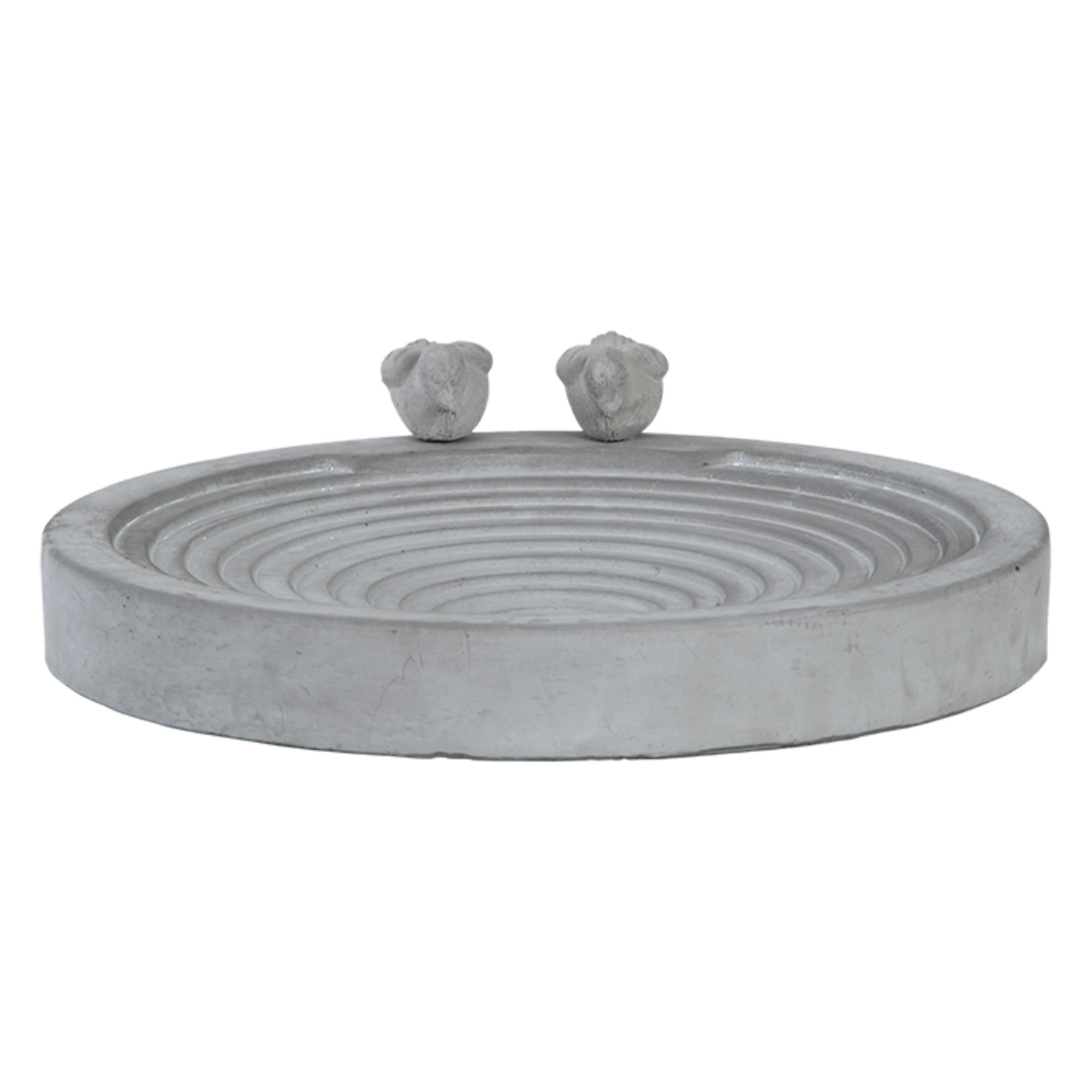 Vogelbad/voederschaal - grijs - beton - D39 x H9 cm - drinkschaal voor tuinvogels -