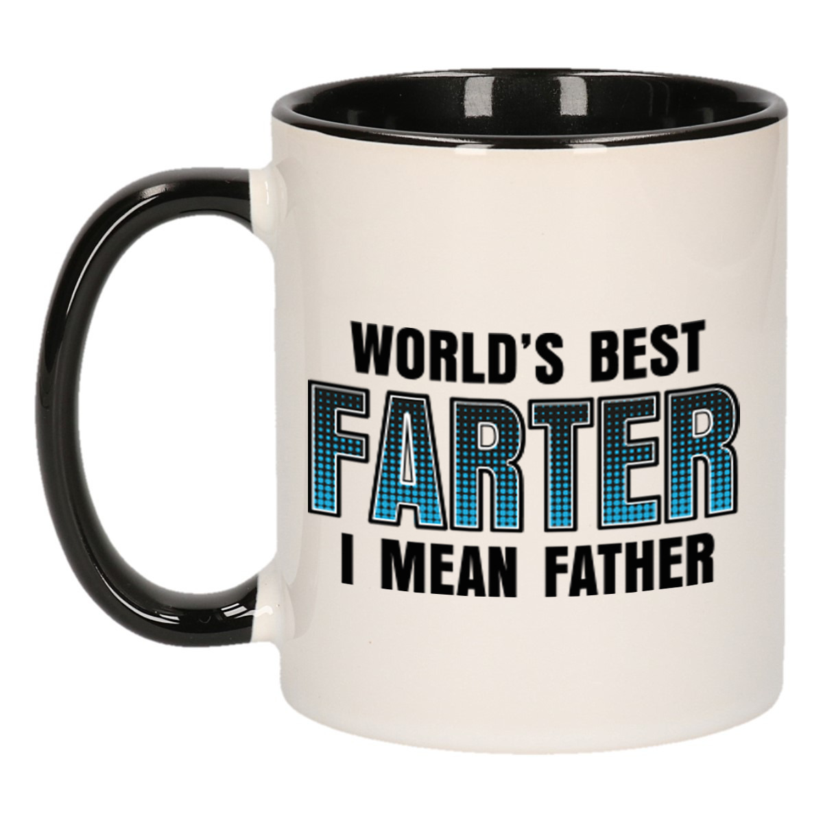 Vaderdag cadeau mok - zwart/wit - 300 ml - worlds best farter - Cadeau mokken -