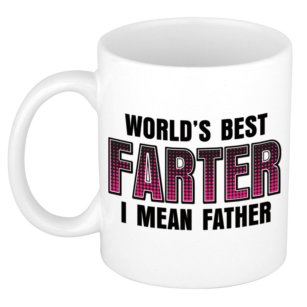 Vaderdag cadeau mok - wit - 300 ml - worlds best farter - Cadeau mokken -