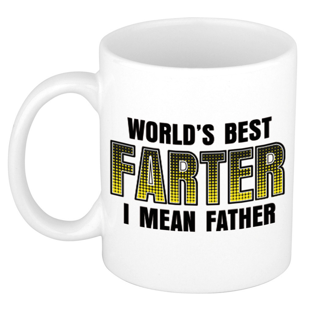 Vaderdag cadeau mok - wit - 300 ml - worlds best farter - Cadeau mokken -