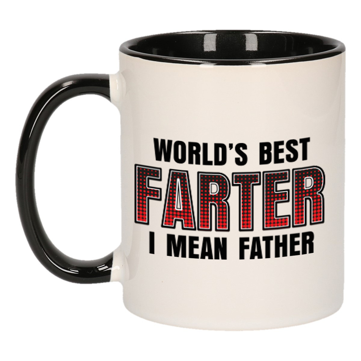 Vaderdag cadeau mok - zwart/wit - 300 ml - worlds best farter - Cadeau mokken -