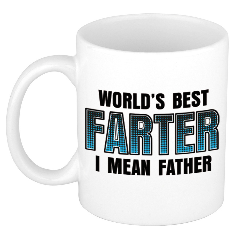 Vaderdag cadeau mok - wit - 300 ml - worlds best farter - Cadeau mokken -