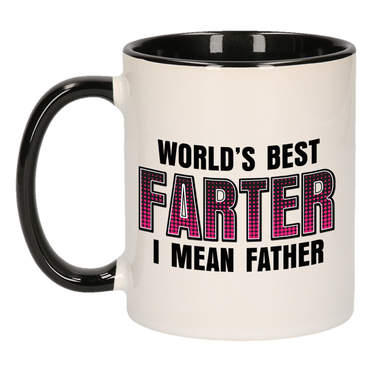Vaderdag cadeau mok - zwart/wit - 300 ml - worlds best farter - Cadeau mokken -