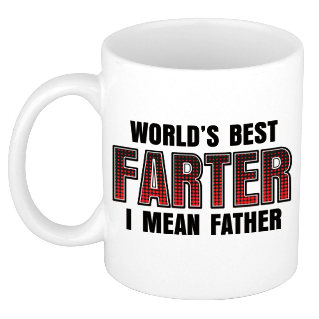 Vaderdag cadeau mok - wit - 300 ml - worlds best farter - Cadeau mokken -