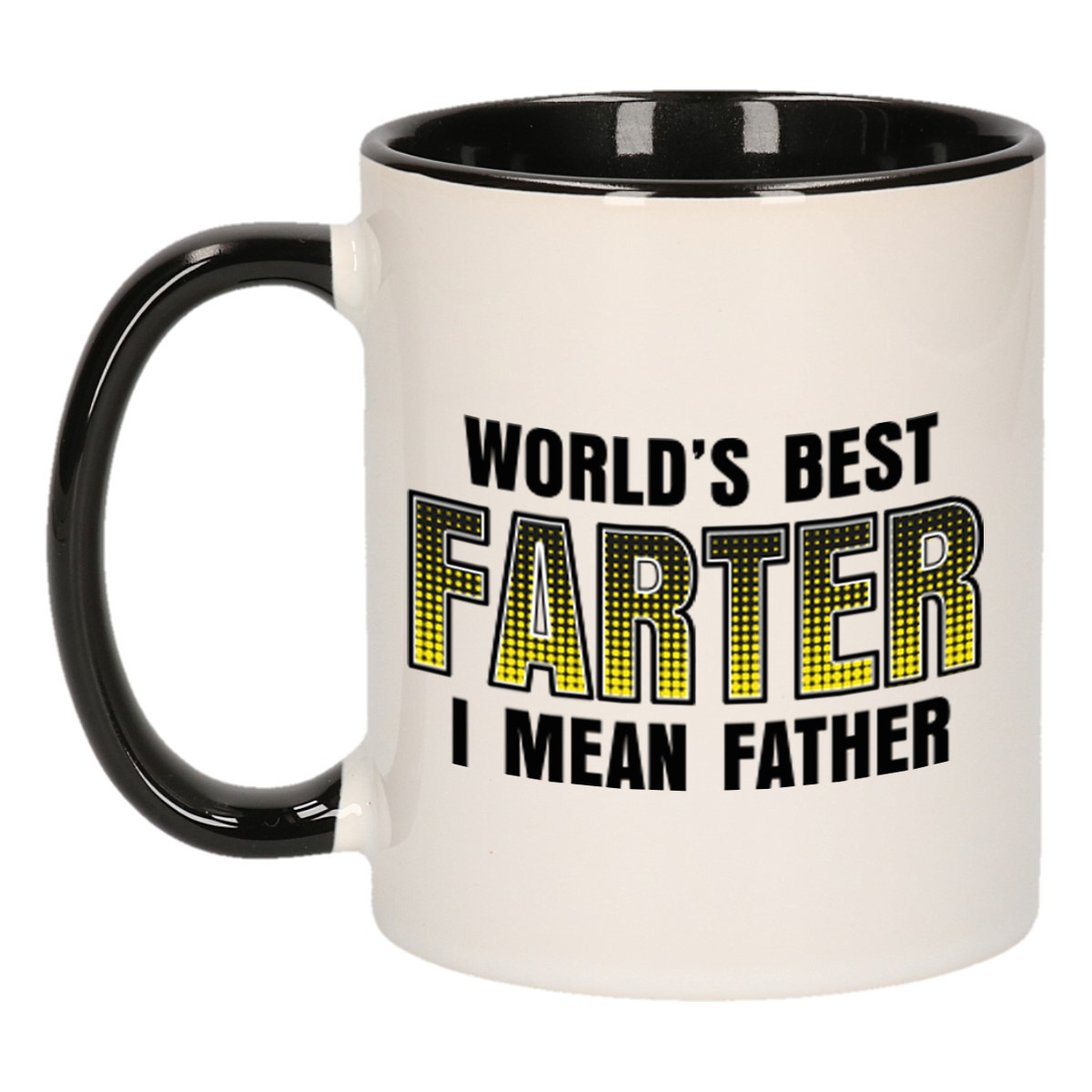 Vaderdag cadeau mok - zwart/wit - 300 ml - worlds best farter - Cadeau mokken -