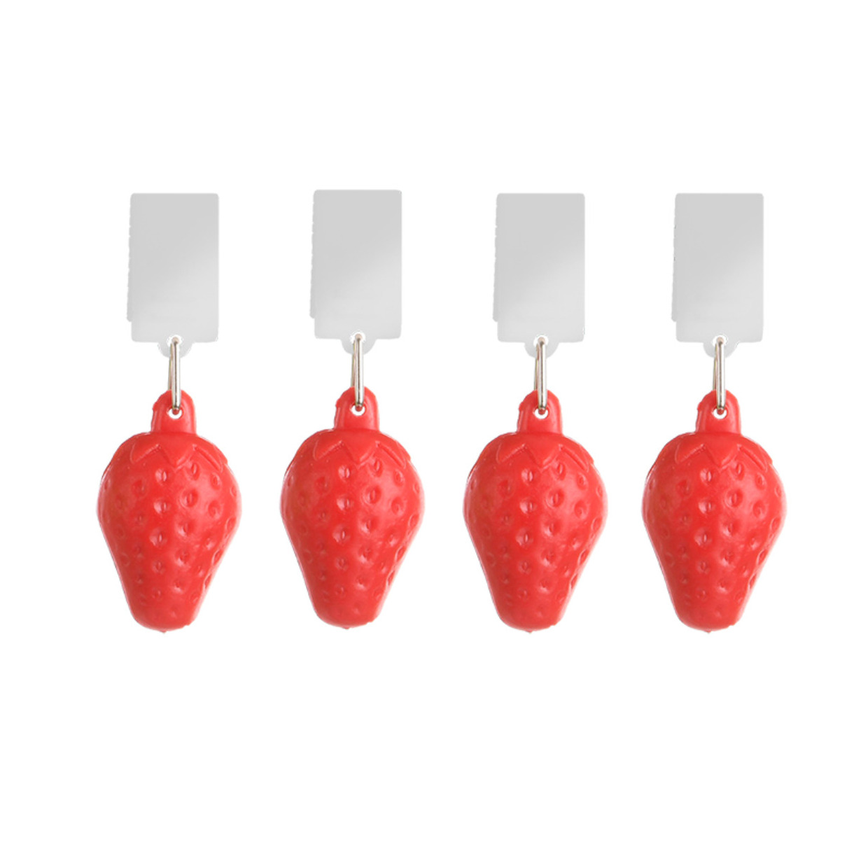 Tafelkleedgewichten aardbeien - 4x - rood - kunststof - voor tafelkleden en tafelzeilen -