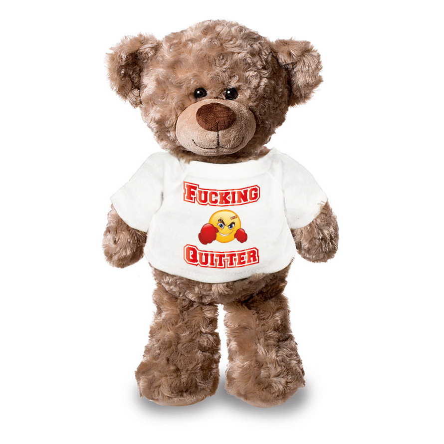 Afscheidscadeau collega - teddybeer - grappig - fucking quitter - 24 cm -