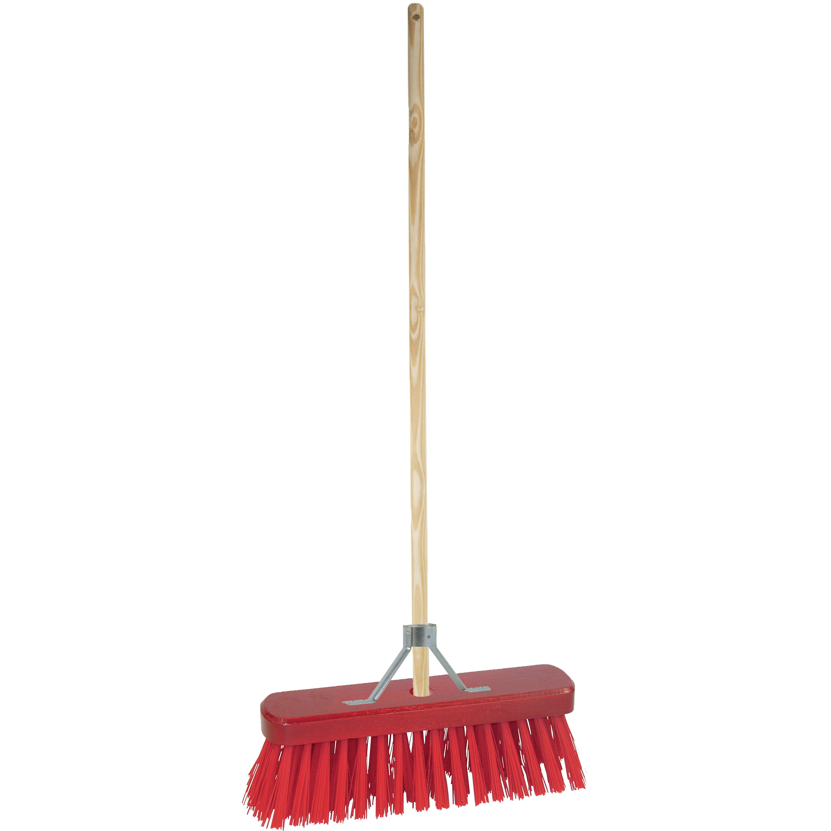 Buitenbezem - FSC hout - kunstvezel - rood - hard - 30 x 140 cm -
