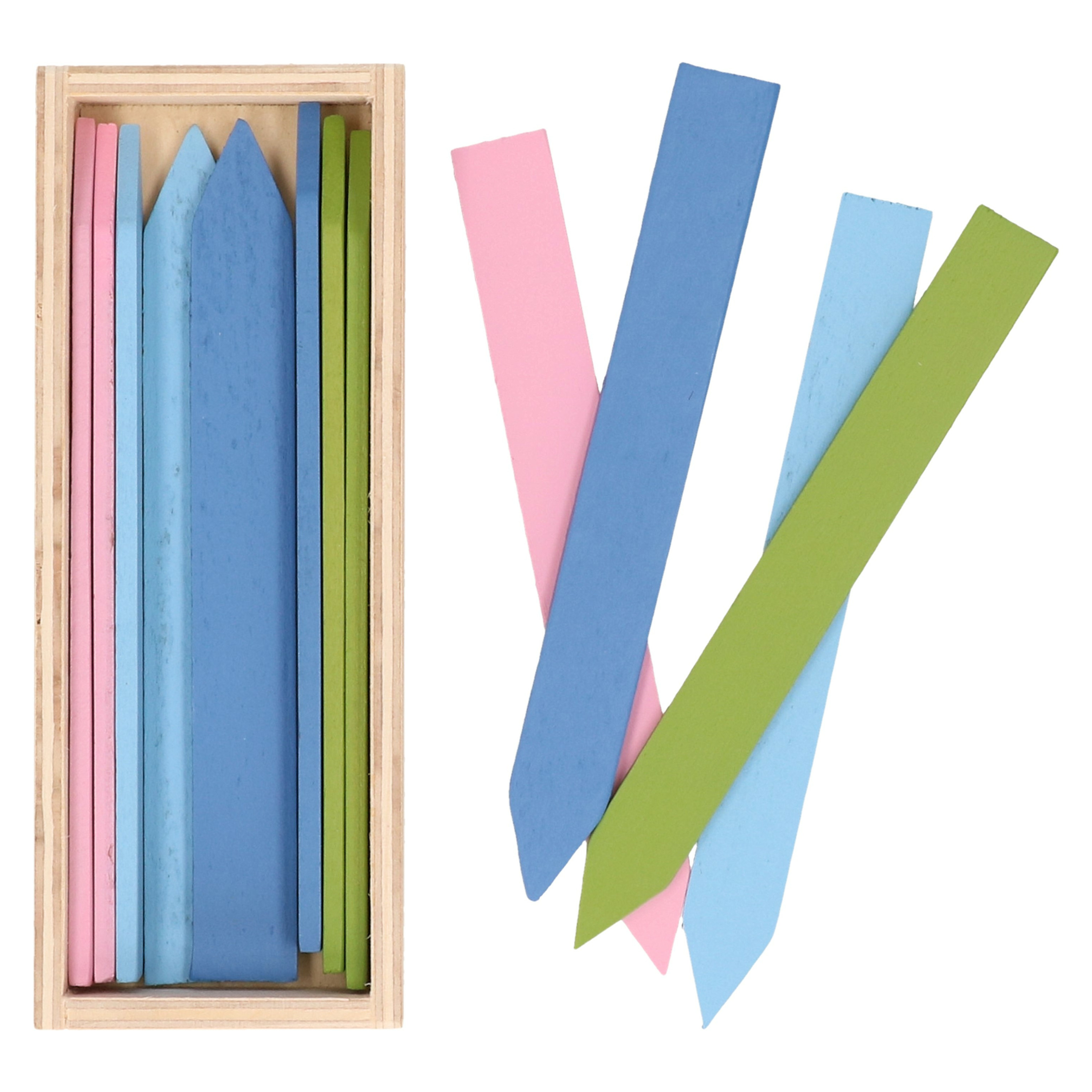 Plantetiketten/plantenlabels - 36x - kleurenmix - hout - 13 cm - steeketiketten -