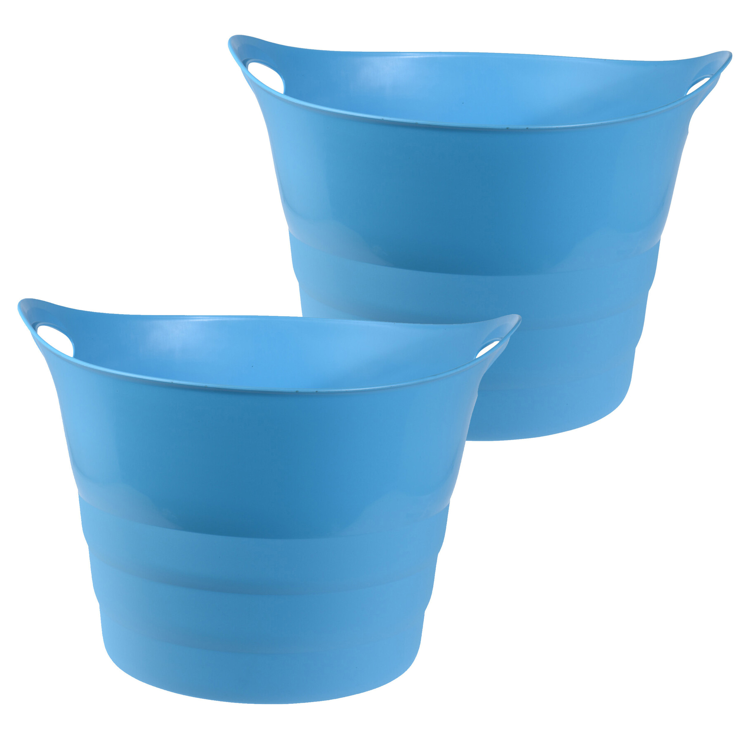 Flexibele emmer - 2x - blauw - 43 liter - kunststof - 45 x 38 cm -