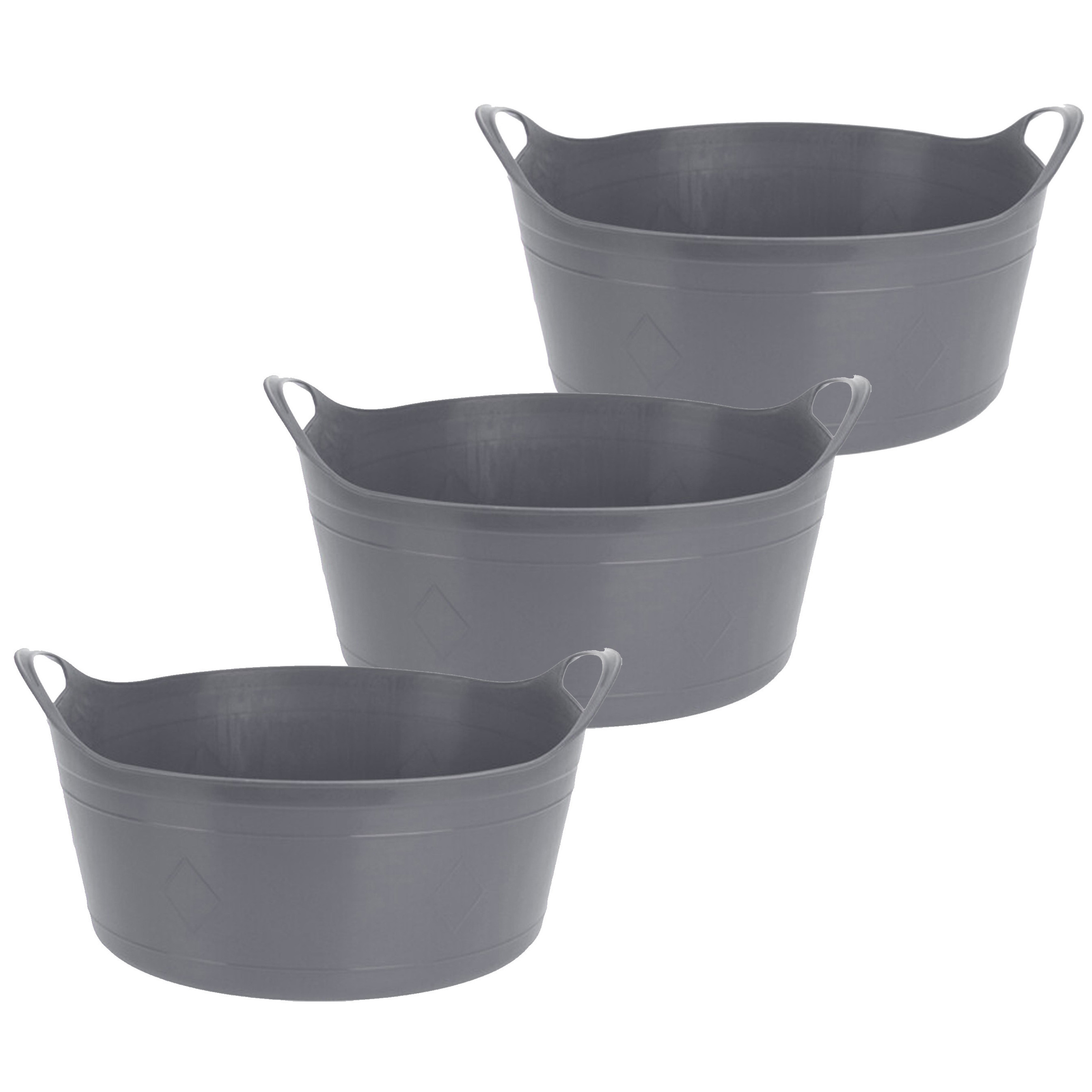 Flexibele emmer - 3x - grijs - 15 liter - kunststof - 39 x 17 cm -