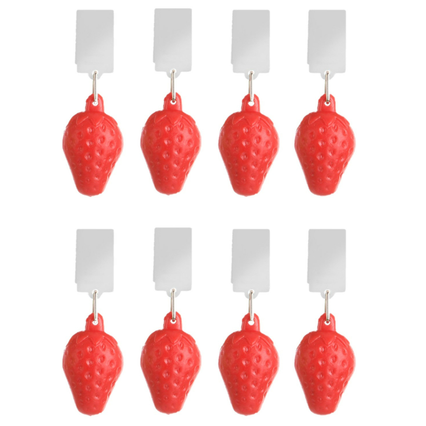 Tafelkleedgewichten aardbeien - 8x - rood - kunststof - voor tafelkleden en tafelzeilen -