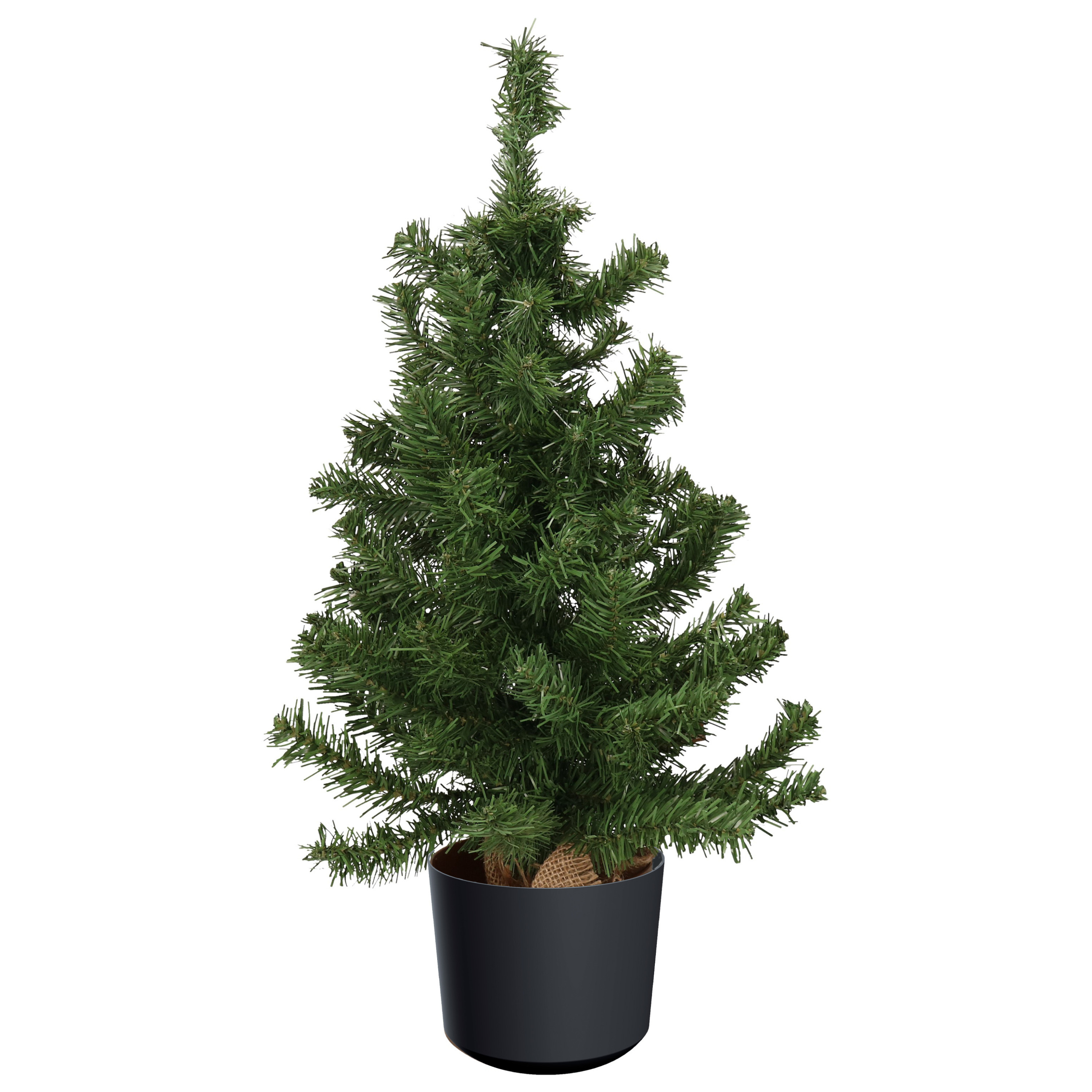 Mini kerstboom groen - in kunststof pot antraciet grijs - 75 cm - kunstboom -