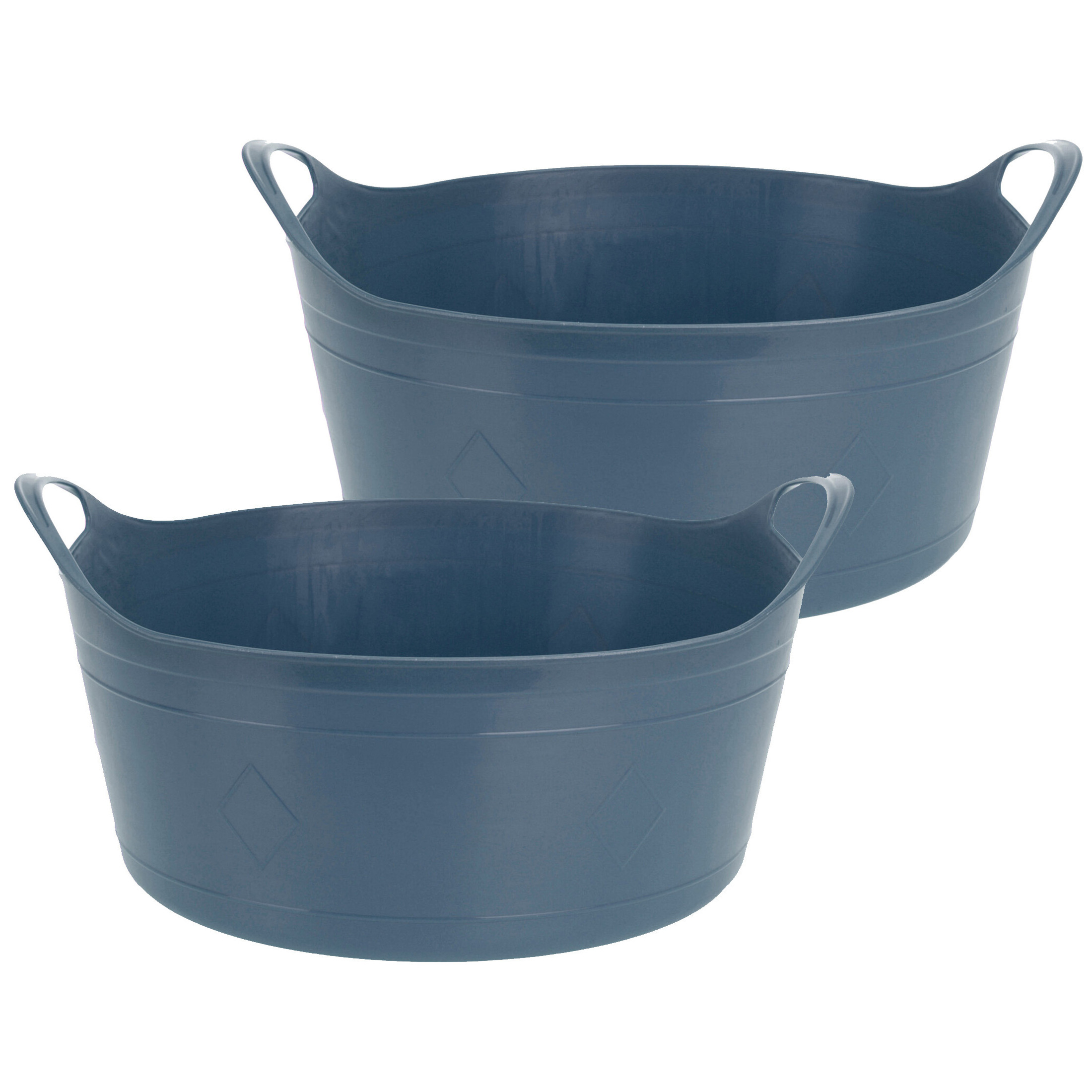 Flexibele emmer - 2x - blauw - 15 liter - kunststof - 39 x 17 cm -