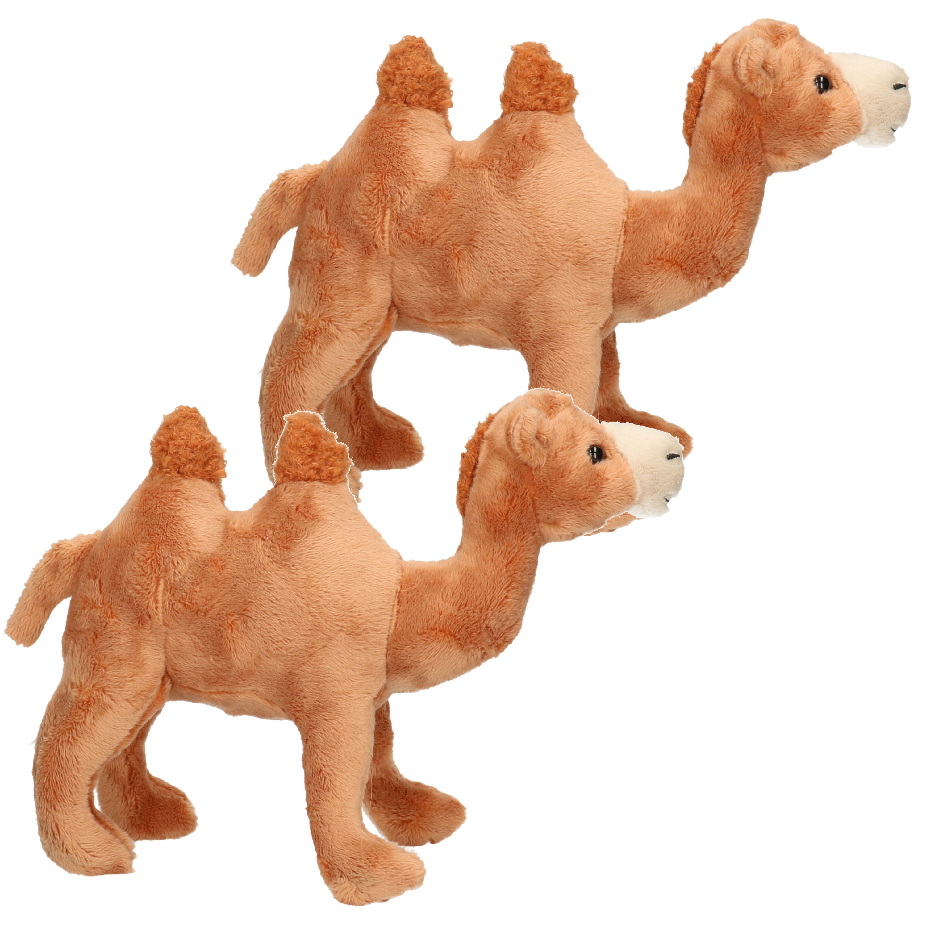 Pluche kameel knuffel dier - 2x - bruin - 22 cm -