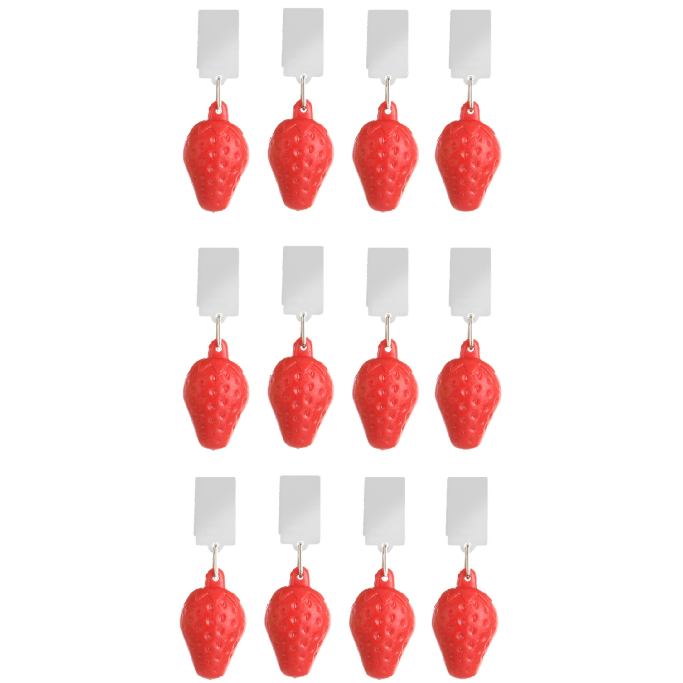 Tafelkleedgewichten aardbeien - 12x - rood - kunststof - voor tafelkleden en tafelzeilen -