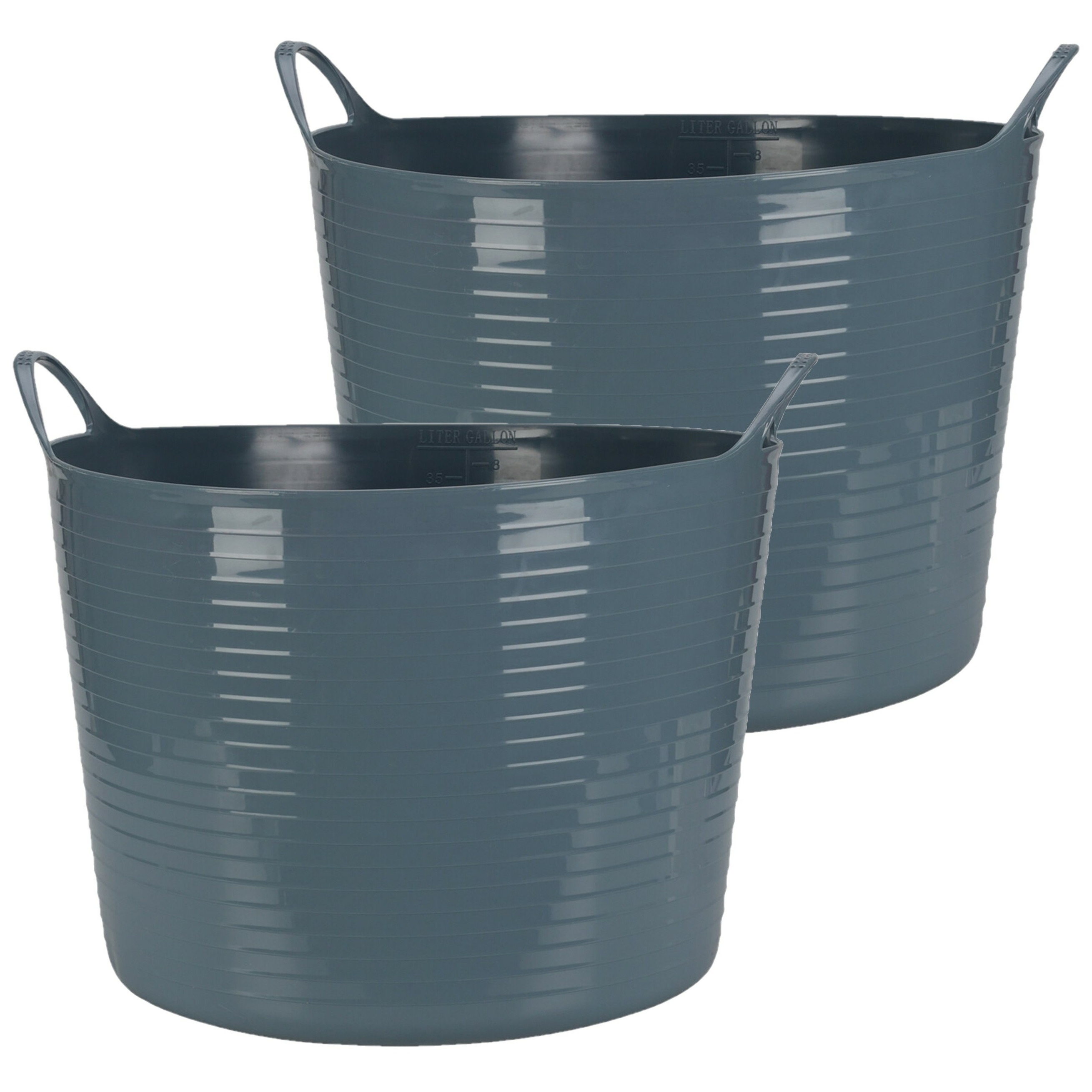 Flexibele emmer - 2x - blauw - 42 liter - kunststof - 45 x 37 cm -