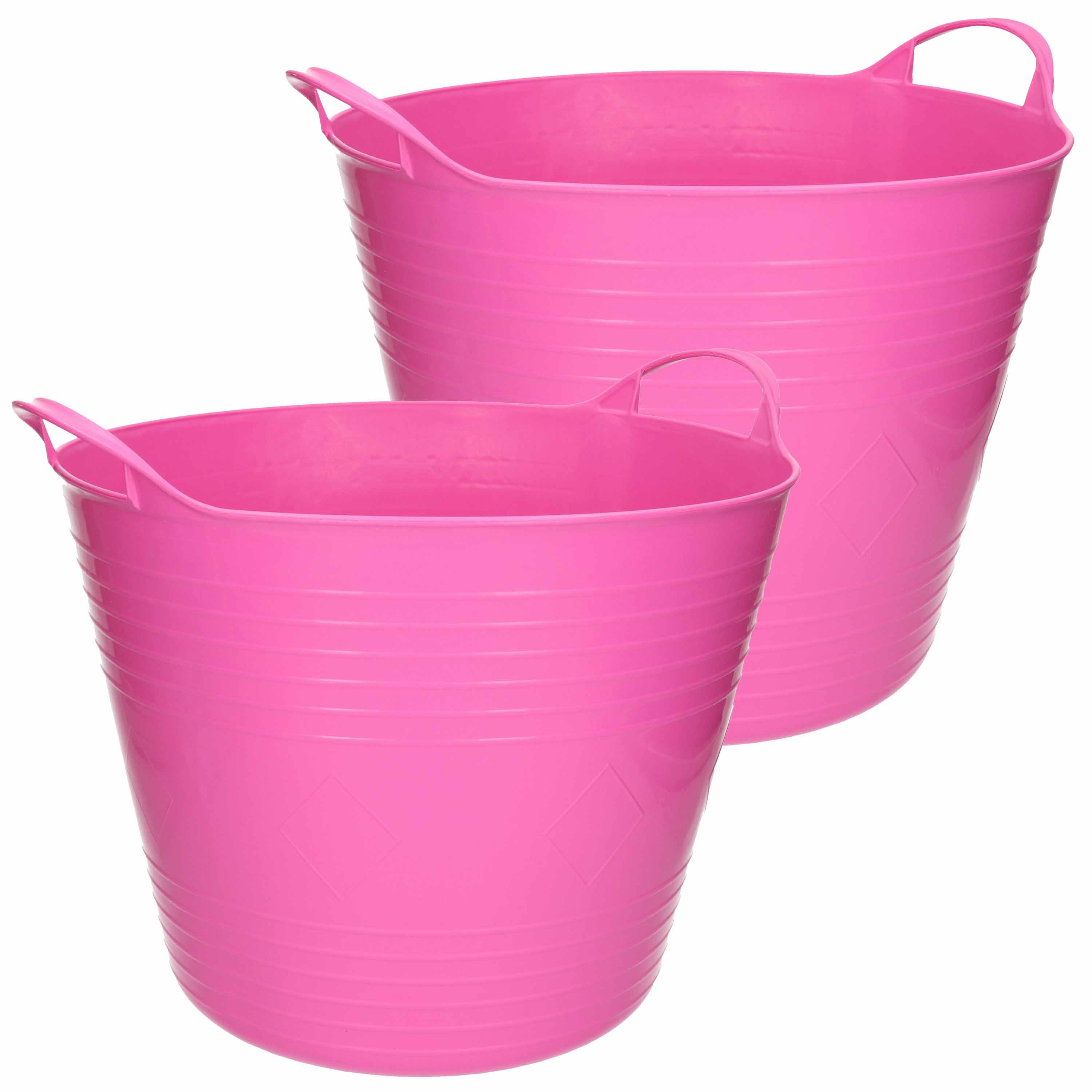 Flexibele emmer - 3x - roze - 27 liter - kunststof - 40 x 35 cm -