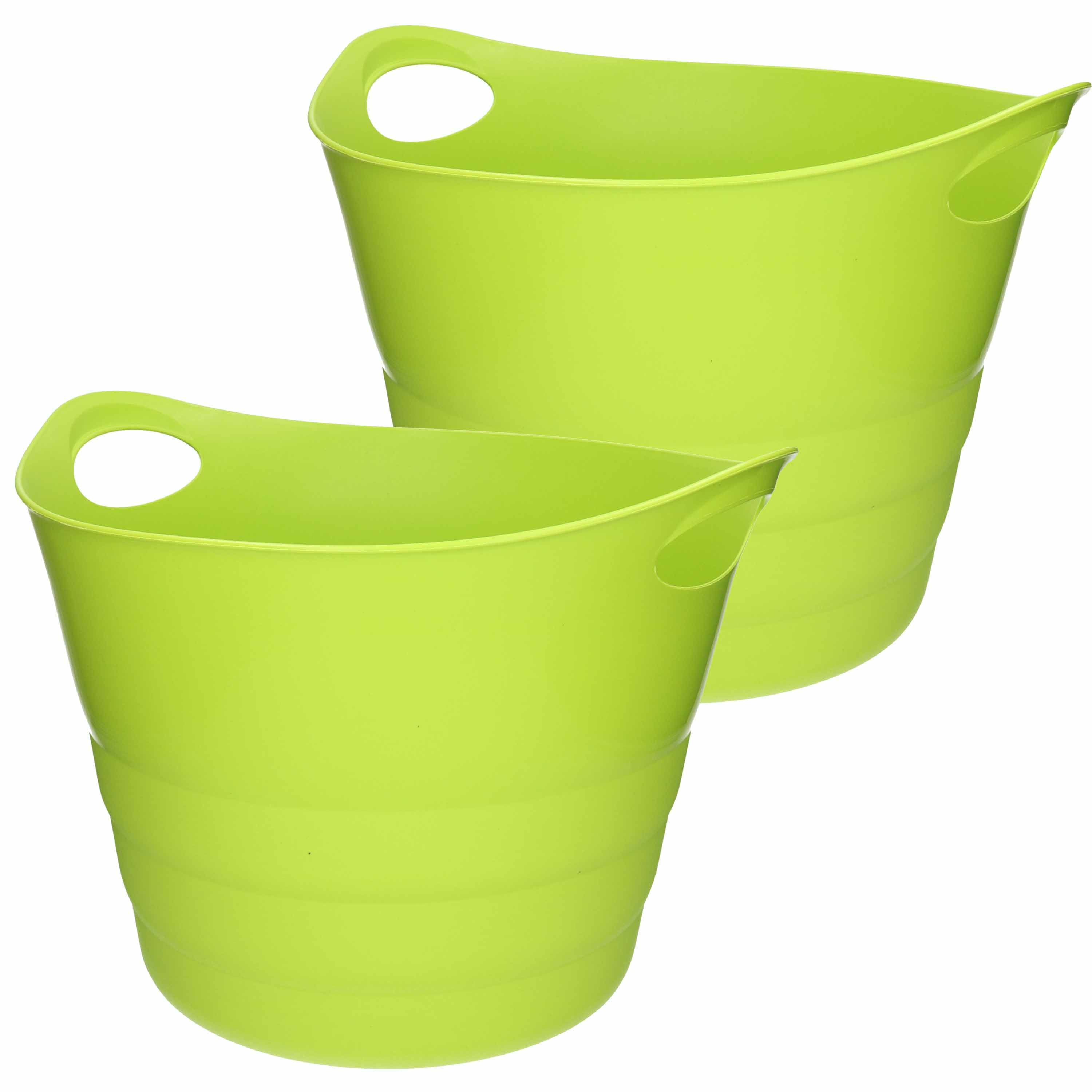 Flexibele emmer - 2x - groen - 43 liter - kunststof - 45 x 38 cm -