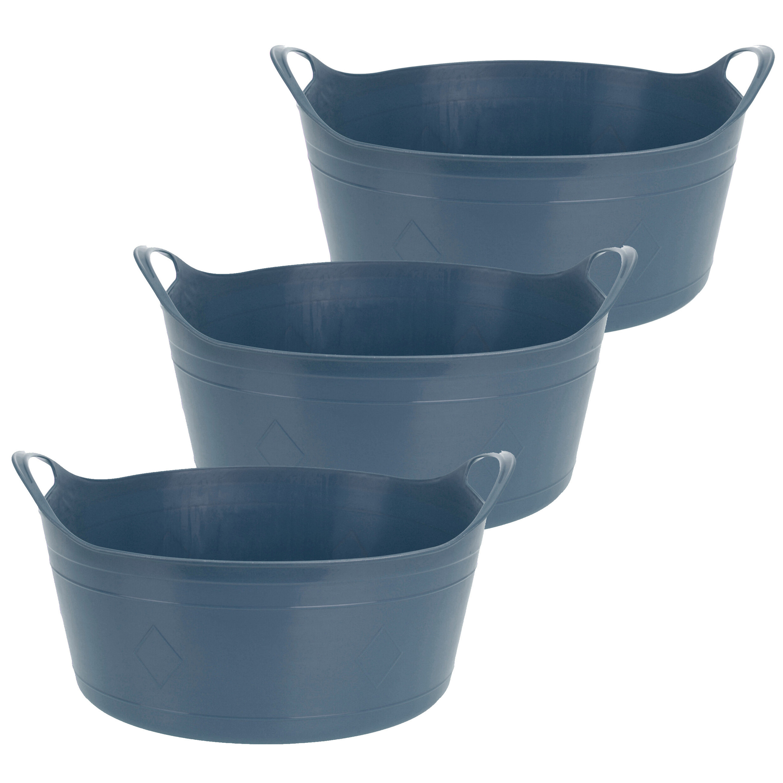 Flexibele emmer - 3x - blauw - 15 liter - kunststof - 39 x 17 cm -