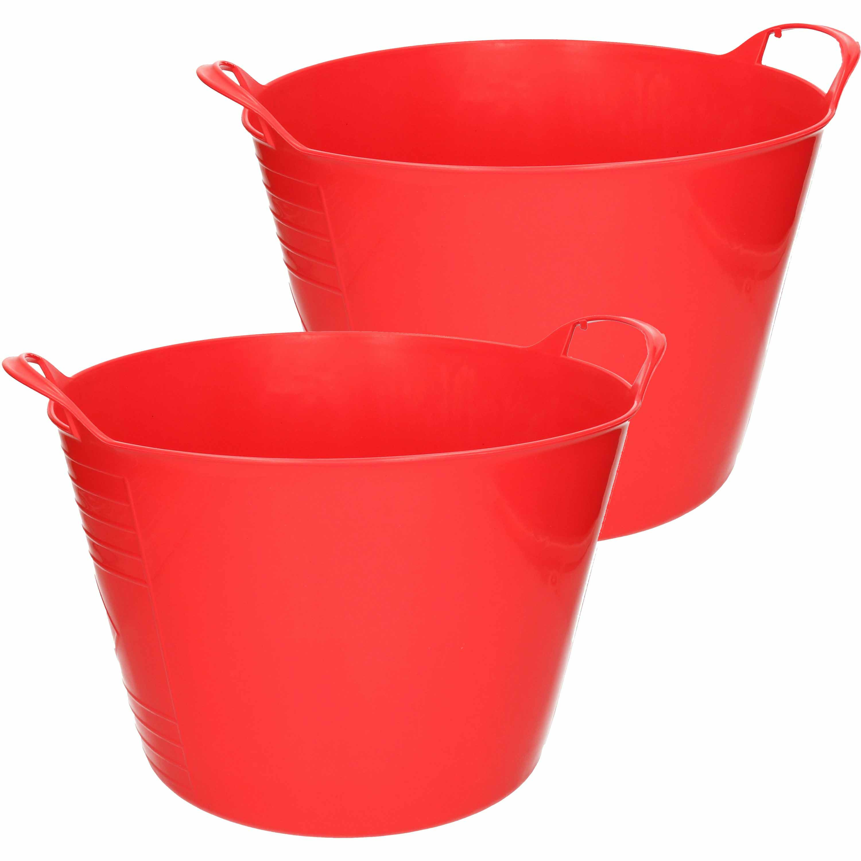 Flexibele emmer - 3x - rood - 15 liter - kunststof - 35 x 29 cm -