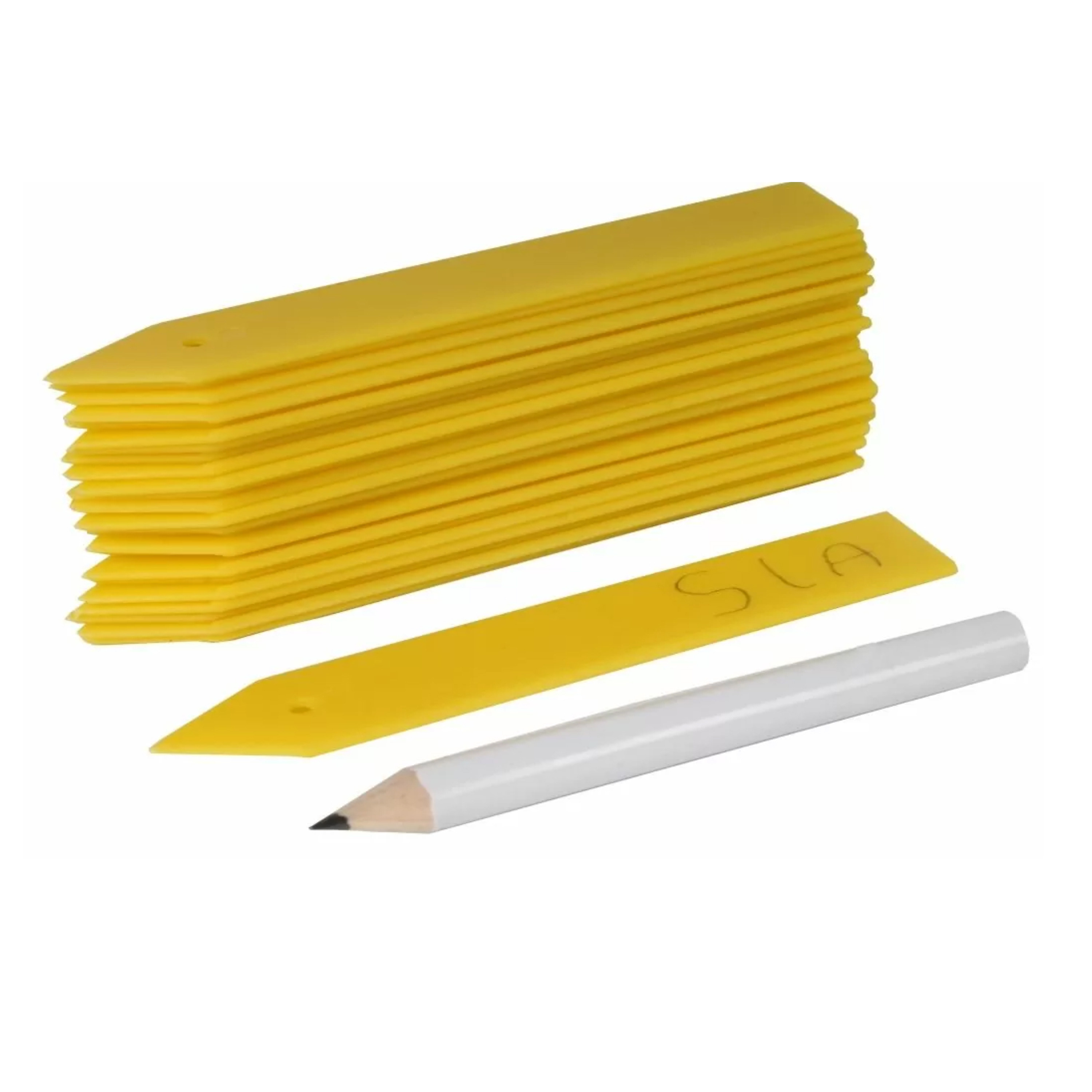 Plantetiketten/plantenlabels - 50x - geel - hout - 10 cm - steeketiketten -