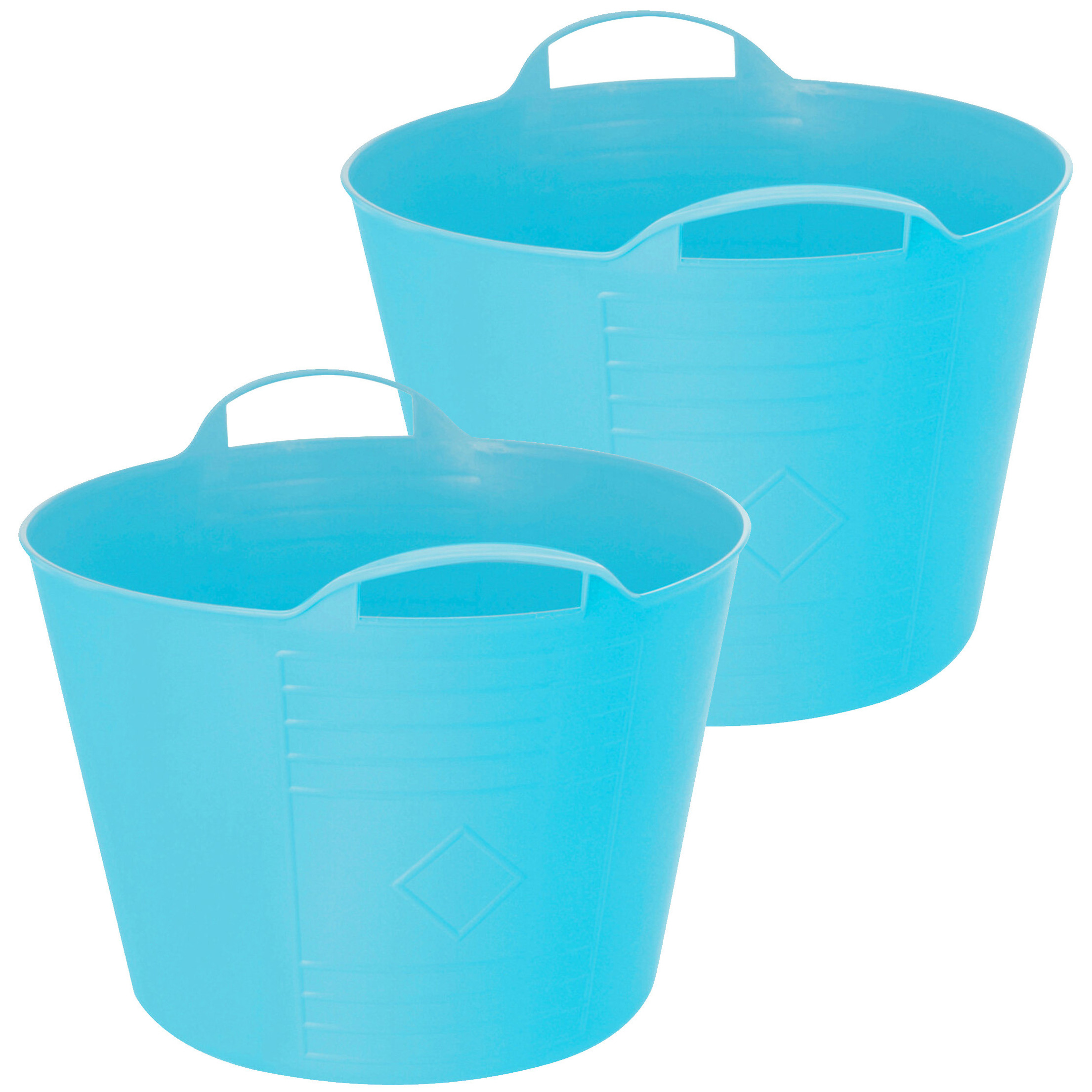 Flexibele emmer - 2x - blauw - 27 liter - kunststof - 40 x 35 cm -