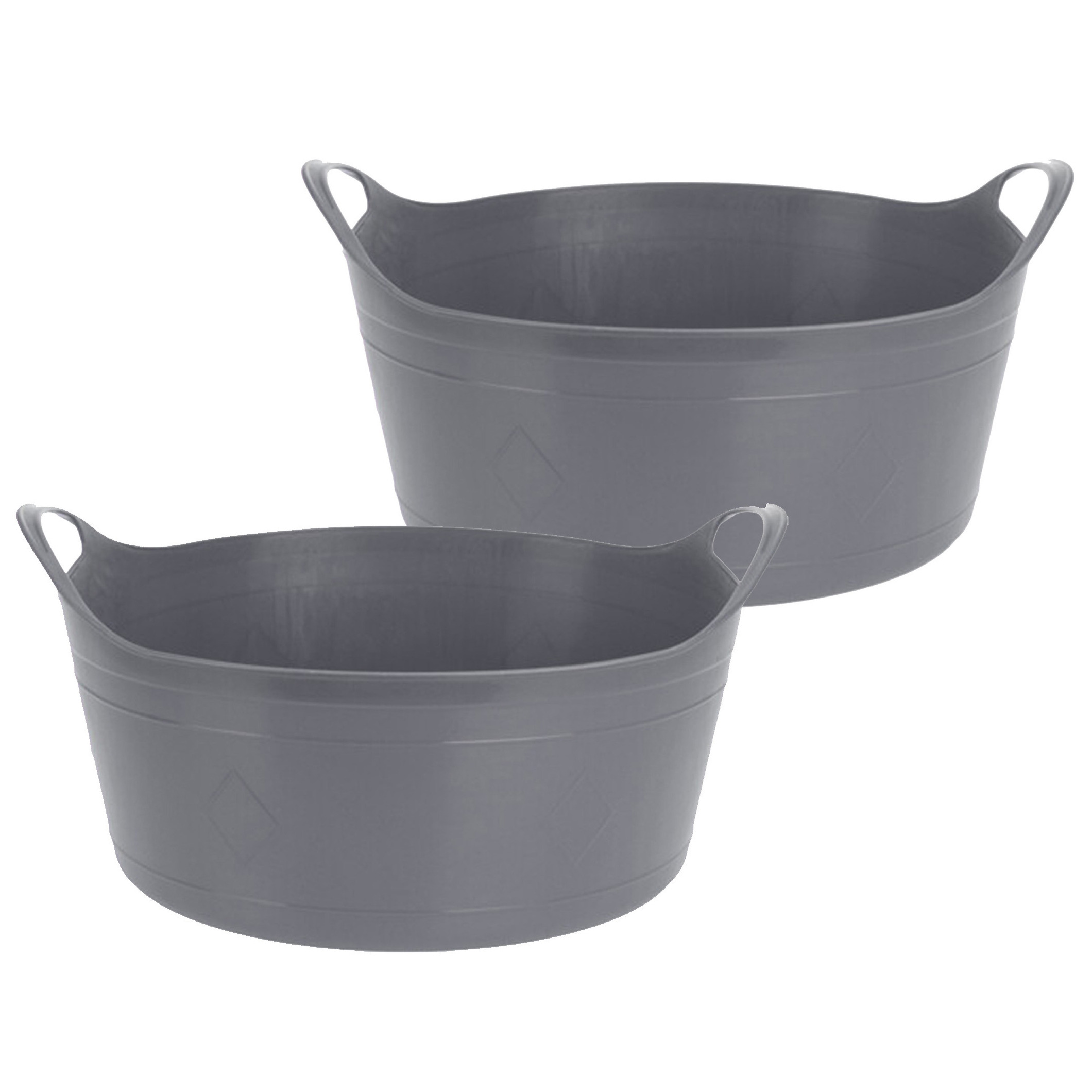Flexibele emmer - 2x - grijs - 15 liter - kunststof - 39 x 17 cm -