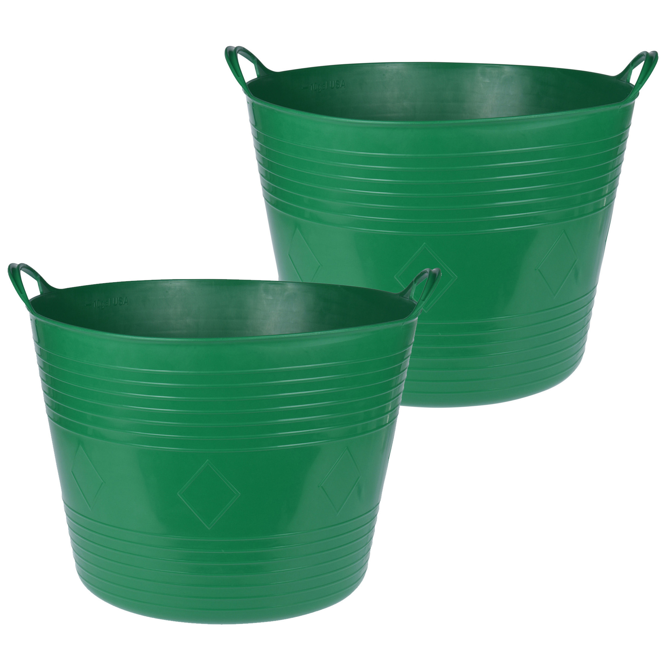 Flexibele emmer - 2x - donkergroen - 40 liter - kunststof - 45 x 37 cm -