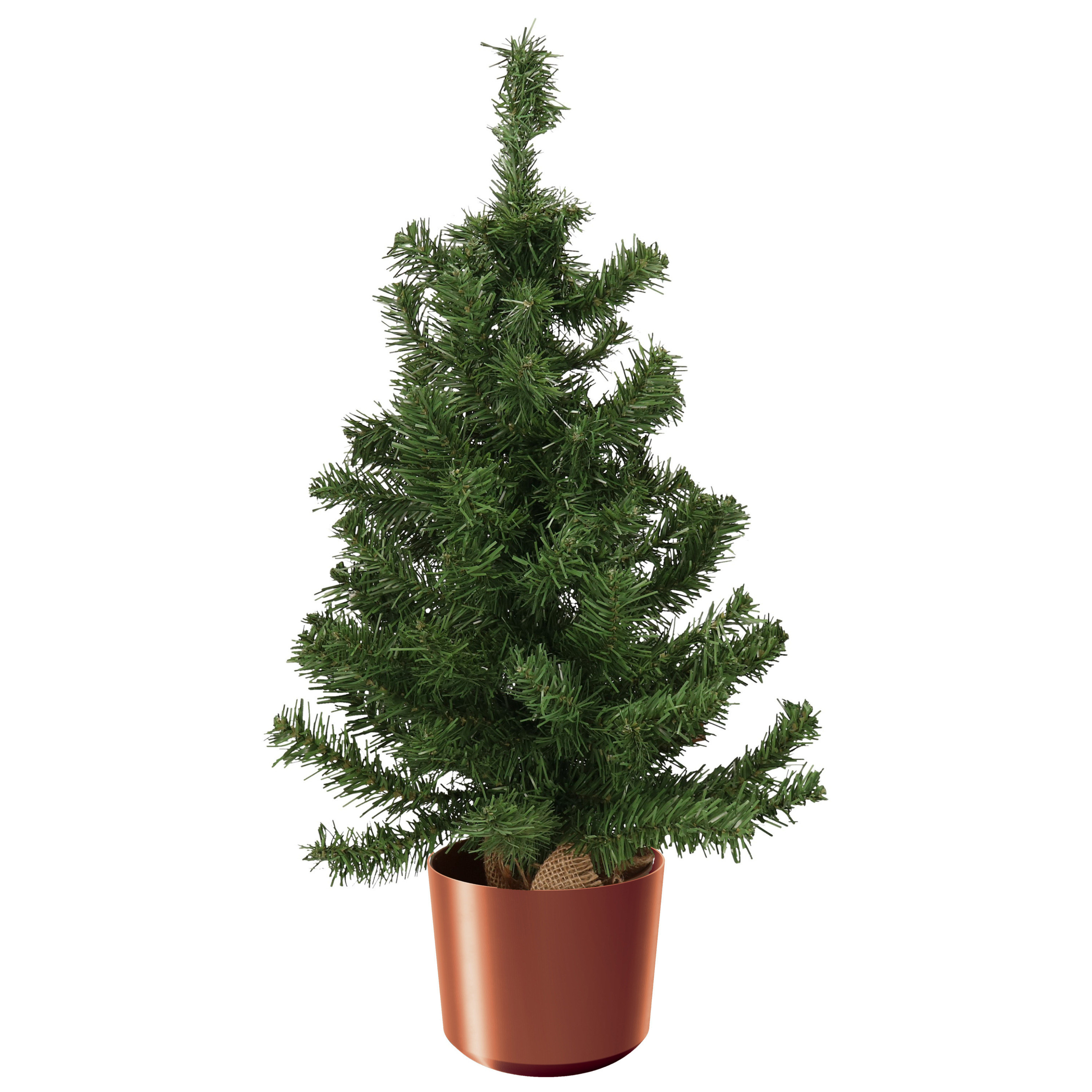 Mini kerstboom groen - in kunststof pot koper - 75 cm - kunstboom -