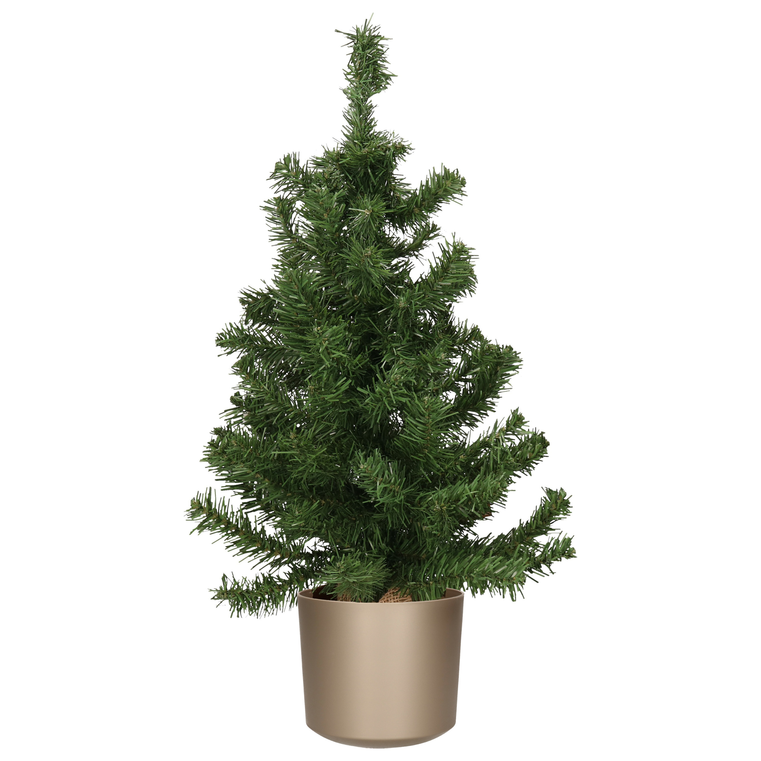 Mini kerstboom groen - in kunststof pot grijs - 75 cm - kunstboom -