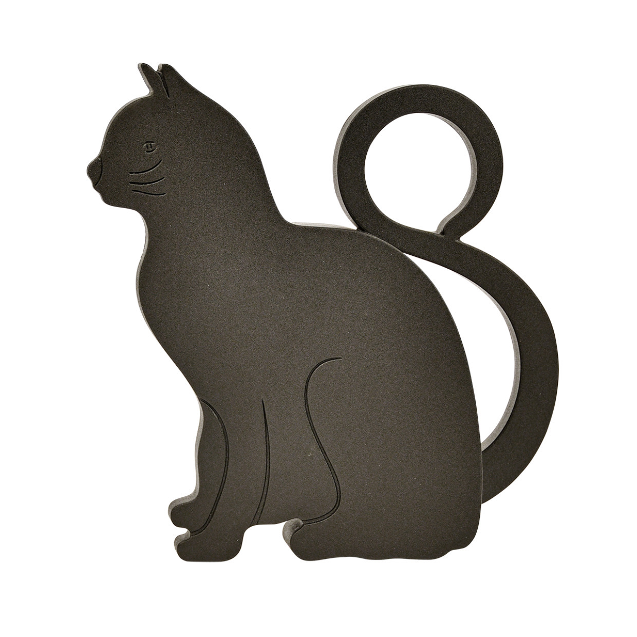 Deurstopper/deurwig kat - kunststof - zwart - 11 x 9 x 3 cm -