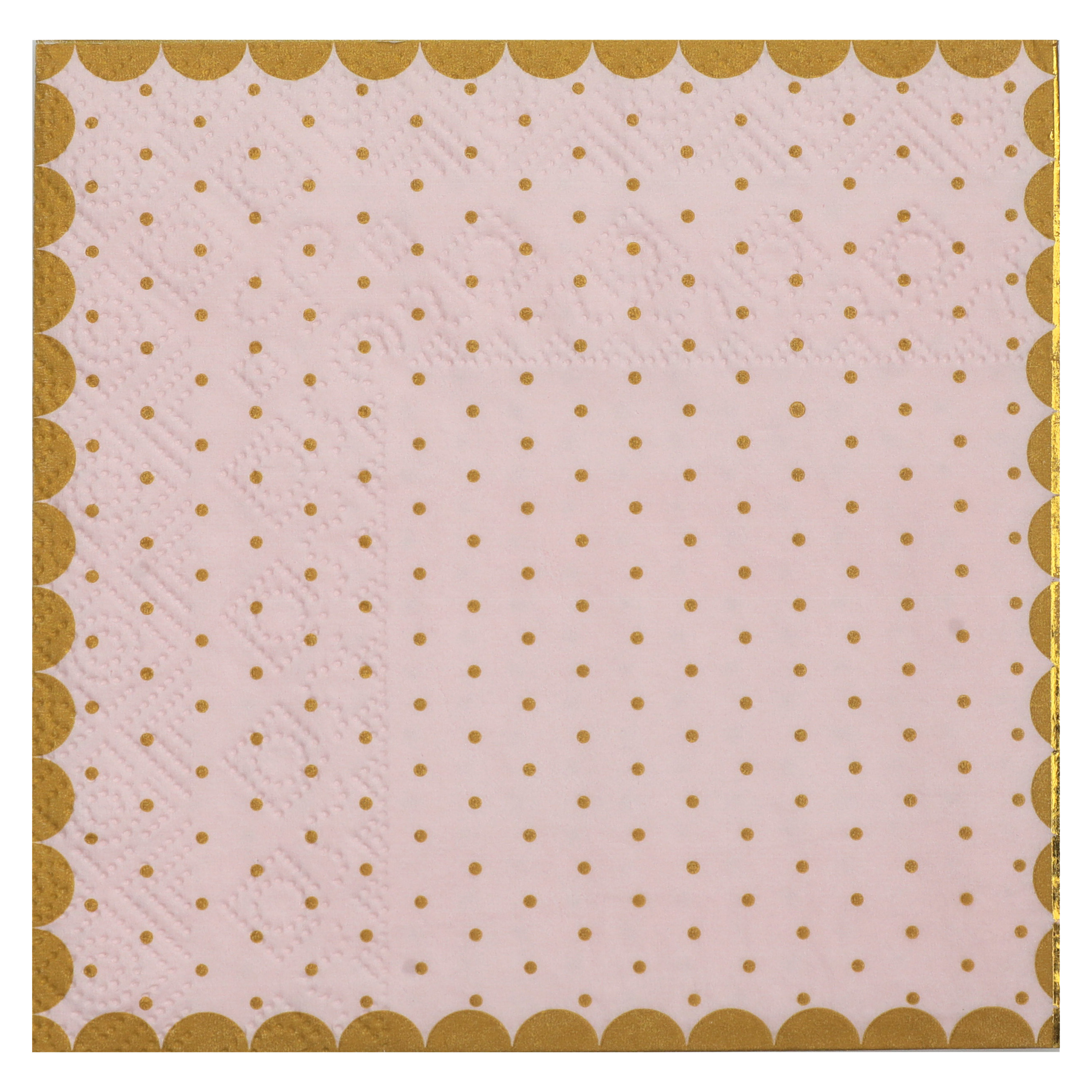 Papieren servetten - stippen - Babyshower meisje - 20x stuks - 25 x 25 cm - roze/goud -