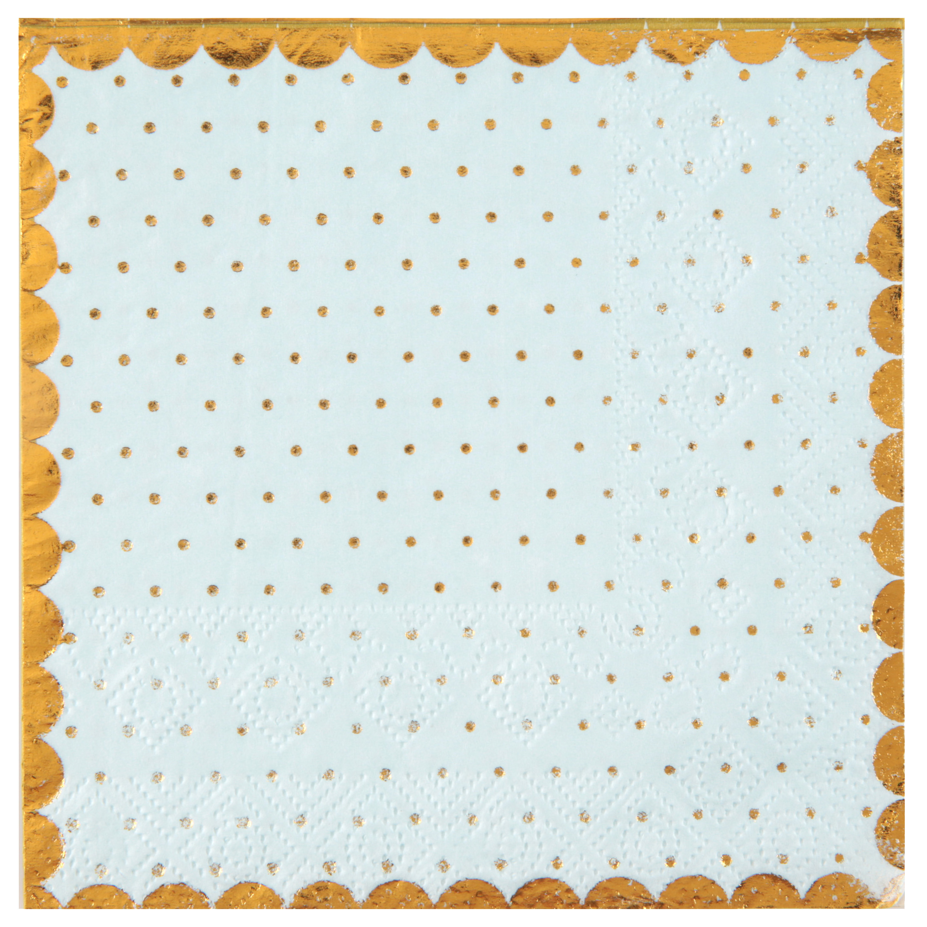 Papieren servetten - stippen - Babyshower jongen - 20x stuks - 25 x 25 cm - blauw/goud -