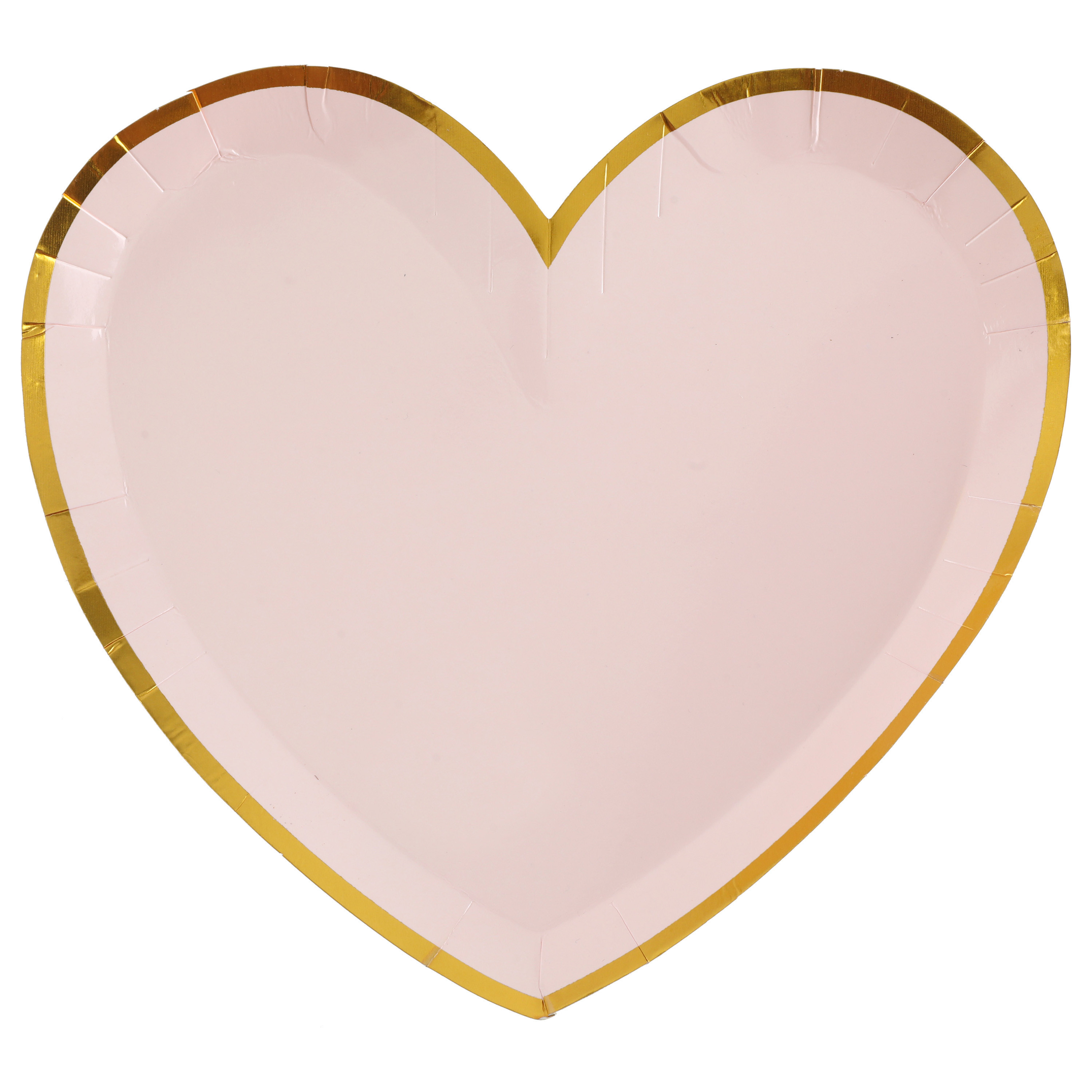 Wegwerpbordjes hartje - Babyshower meisje - 10x stuks - 23 cm - roze/goud -