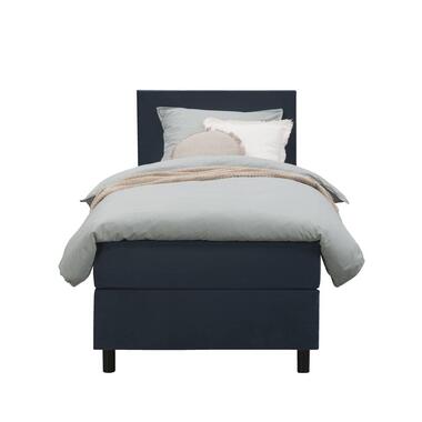 Boxspring Liv egaal - blauw - 90x200 cm - ronde poot - Leen Bakker