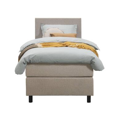 Boxspring Liv egaal - beige - 90x200 cm - ronde poot - Leen Bakker