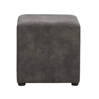 Hocker Nando - antraciet - 45x45x45 cm - Leen Bakker