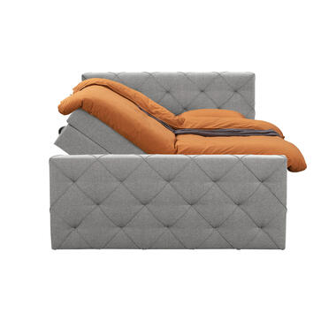 Boxspring met opbergruimte en voetbord Liv geruit - lichtgrijs - 160x200cm - Leen Bakker
