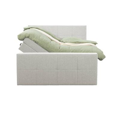 Boxspring met opbergruimte en voetbord Liv geblokt - ecru - 160x200cm - Leen Bakker