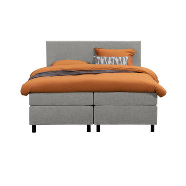 Boxspring Liv egaal - lichtgrijs - 160x200 cm - ronde poot - Leen Bakker