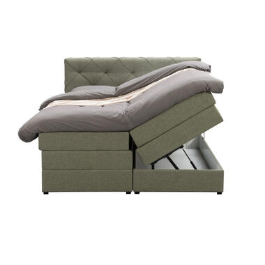 Boxspring met opbergruimte Liv geruit - groen - 160x200 cm - Leen Bakker