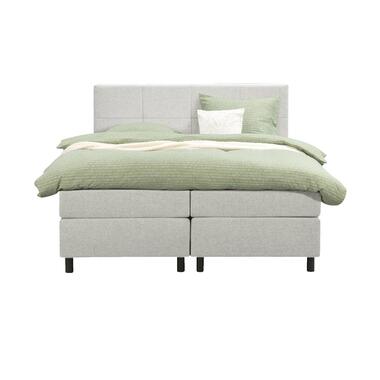 Boxspring Liv geblokt - ecru - 160x200 cm - ronde poot - Leen Bakker