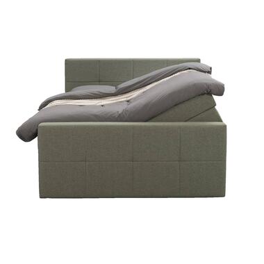Boxspring met opbergruimte en voetbord Liv geblokt - groen - 160x200cm - Leen Bakker