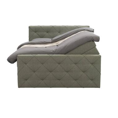 Boxspring met opbergruimte en voetbord Liv geruit - groen - 160x200cm - Leen Bakker