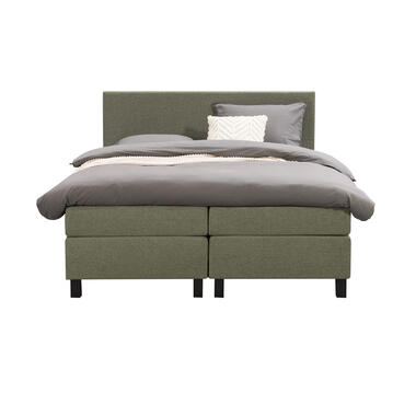 Boxspring Liv egaal - groen - 160x200 cm - vierkante poot - Leen Bakker