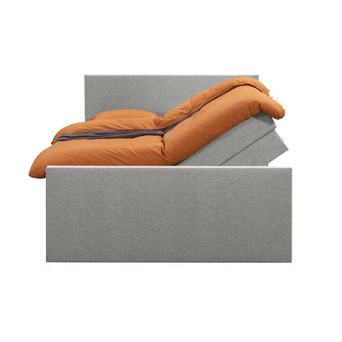 Boxspring met opbergruimte en voetbord Liv egaal - lichtgrijs - 160x200cm - Leen Bakker