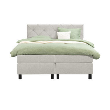 Boxspring Liv geruit - ecru - 160x200 cm - vierkante poot - Leen Bakker